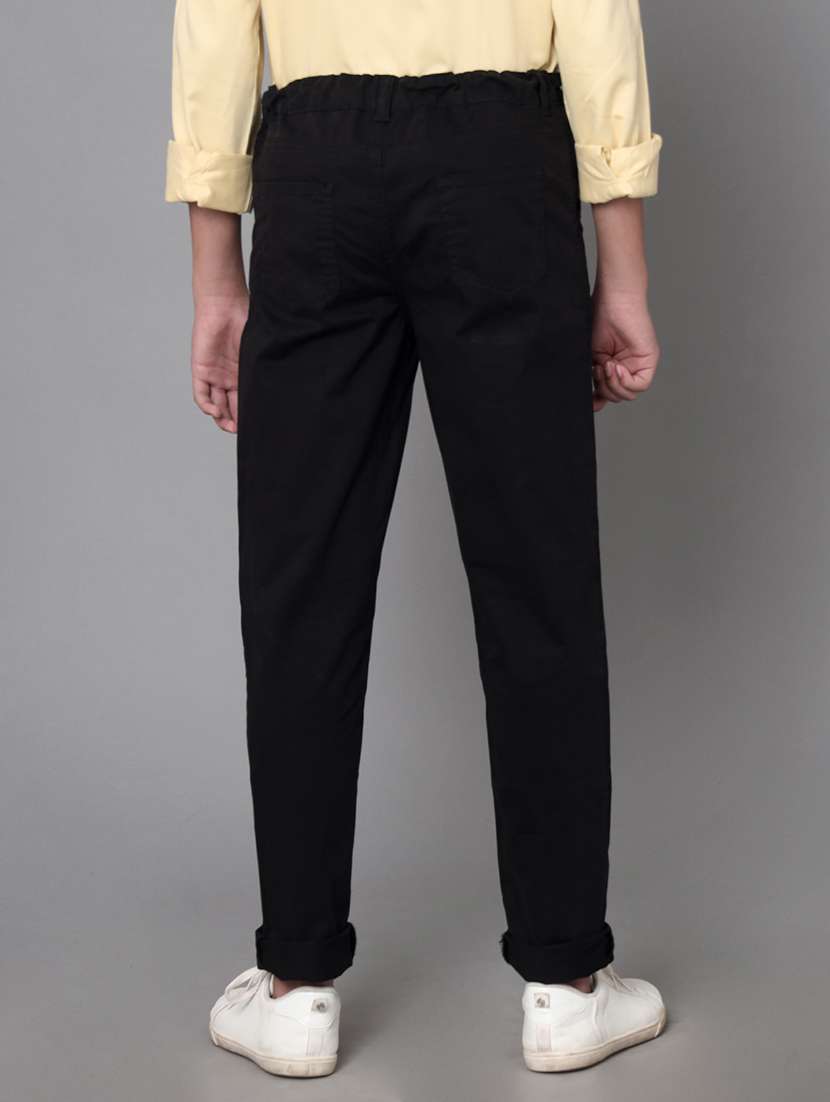 boys solid mid rise slim fit chinos - 22070910 - Standard Image - 2