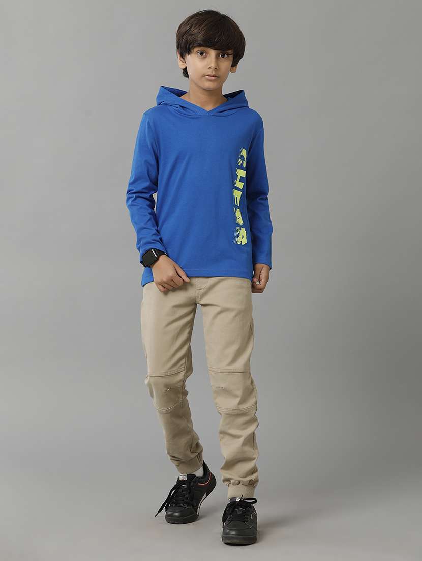 boys solid long sleeve regular fit hooded t-shirt - 22070939 -  Standard Image - 2