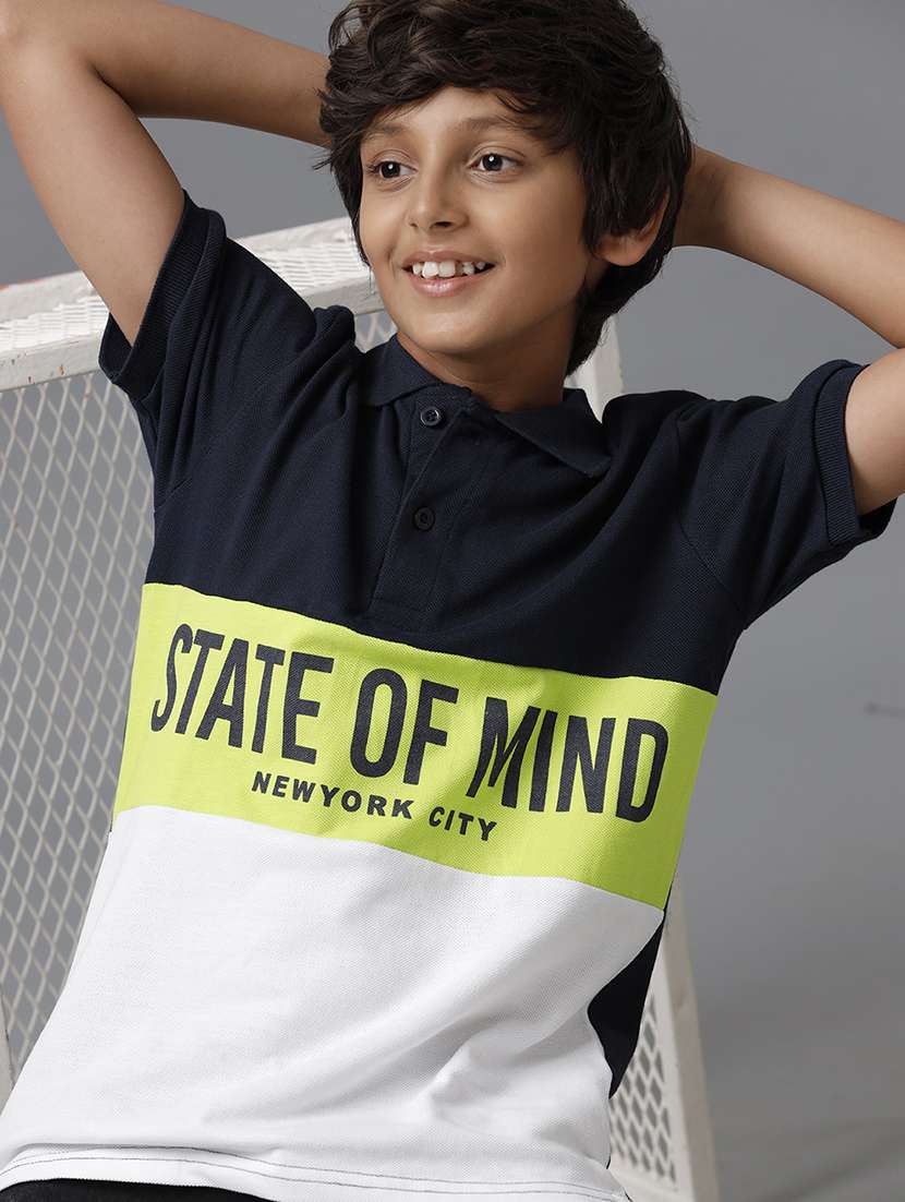 boys color blocked short sleeve regular fit polo t-shirt - 22070950 -  Standard Image - 2