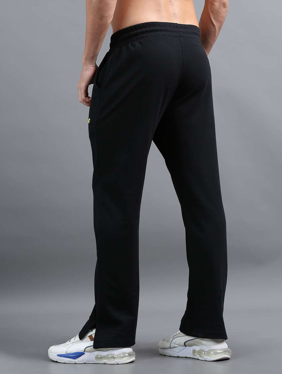 men solid mid rise full length track pant - 22070975 -  Standard Image - 2