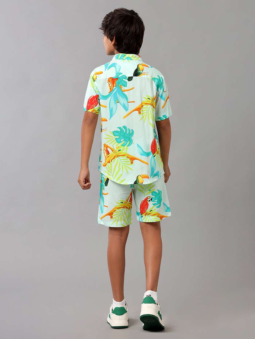 boys printed shirt & shorts co-ord set - 22070983 - Standard Image - 2