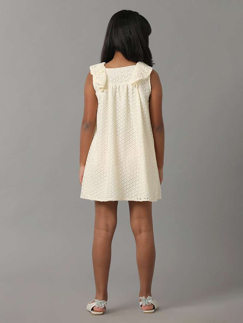 girls solid sleeveless schiffli a-line dress - 22071057 - Standard Image - 2