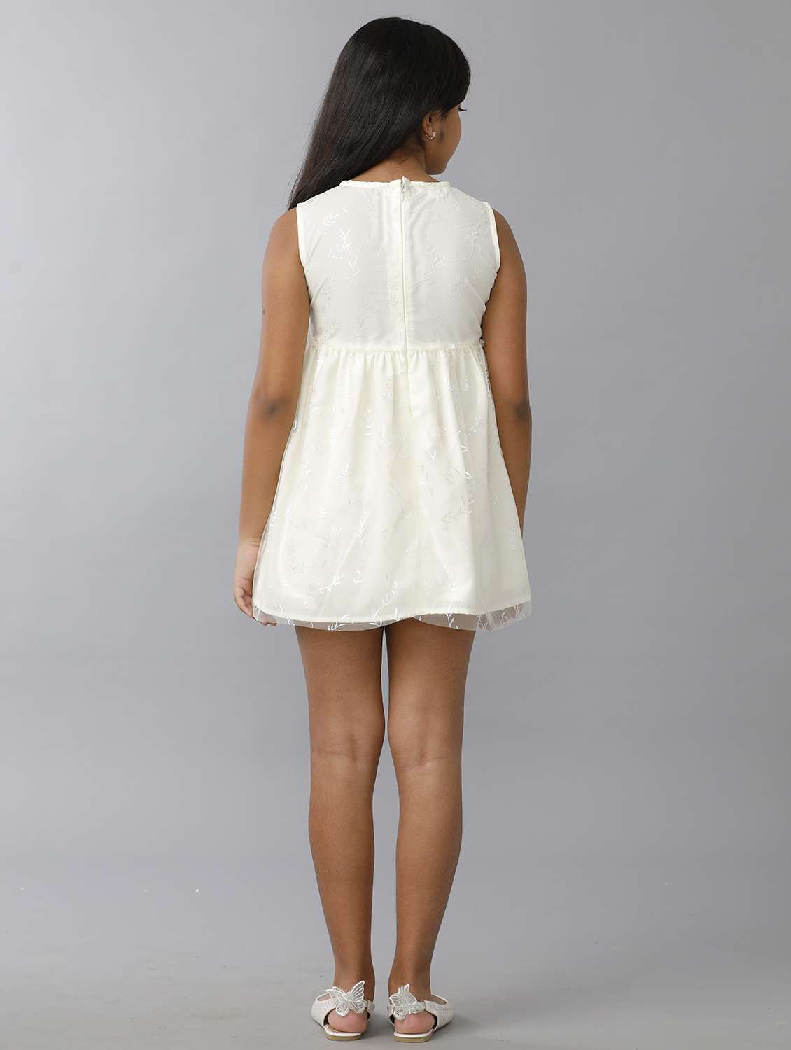 girls self designed sleeveless fit & flare dress - 22071058 -  Standard Image - 2