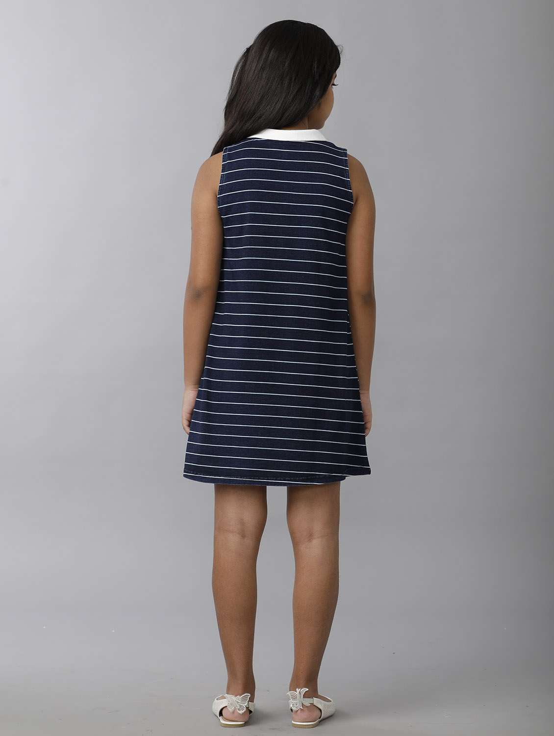 girls striped sleeveless collared a-line dress - 22071067 -  Standard Image - 2