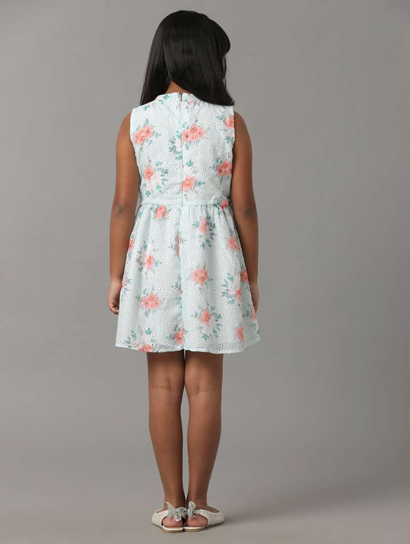 girls printed sleeveless fit & flare dress - 22071074 - Standard Image - 2