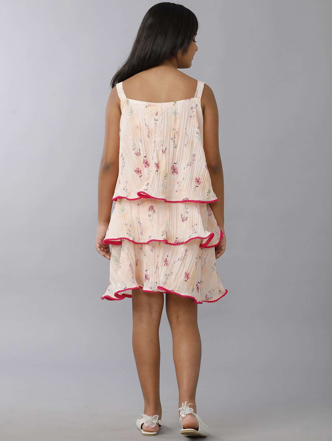 girls printed shoulder strap layered dress - 22071082 - Standard Image - 2