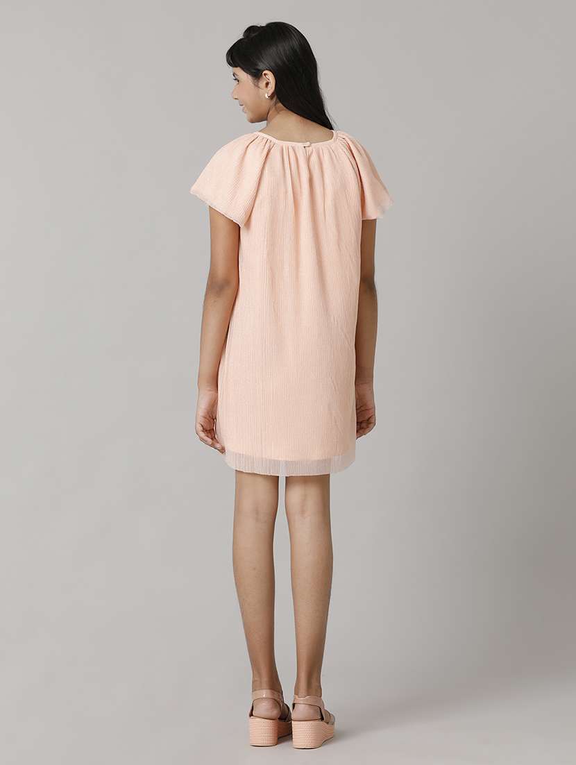 girls solid short sleeve a-line dress - 22071087 - Standard Image - 2