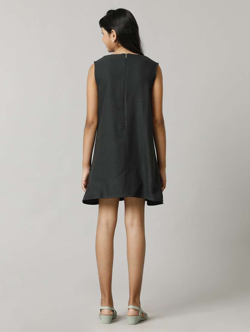girls black solid sleeveless tiered dress - 22071090 - Standard Image - 2