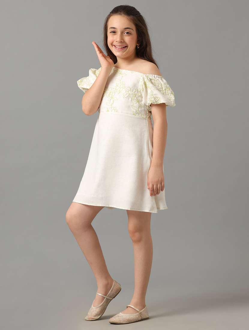 girls single shoulder embroidered a-line dress - 22071098 - Standard Image - 2