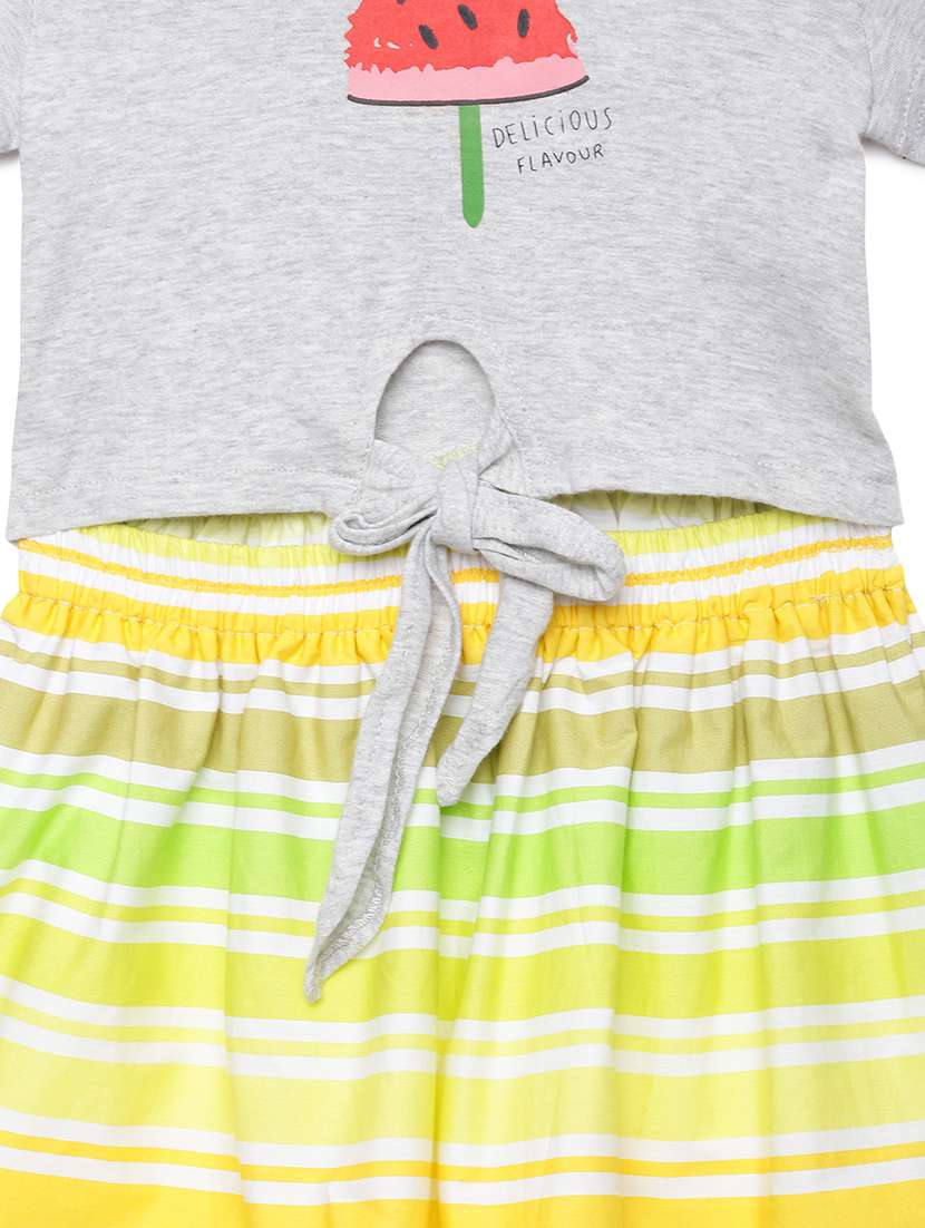 girls printed top and skirt set - 22071100 - Standard Image - 2