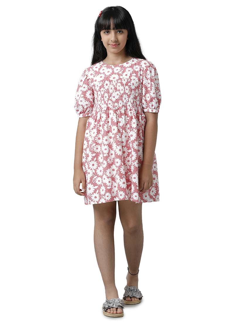 girls floral print short sleeve fit & flare dress - 22071104 - Standard Image - 2