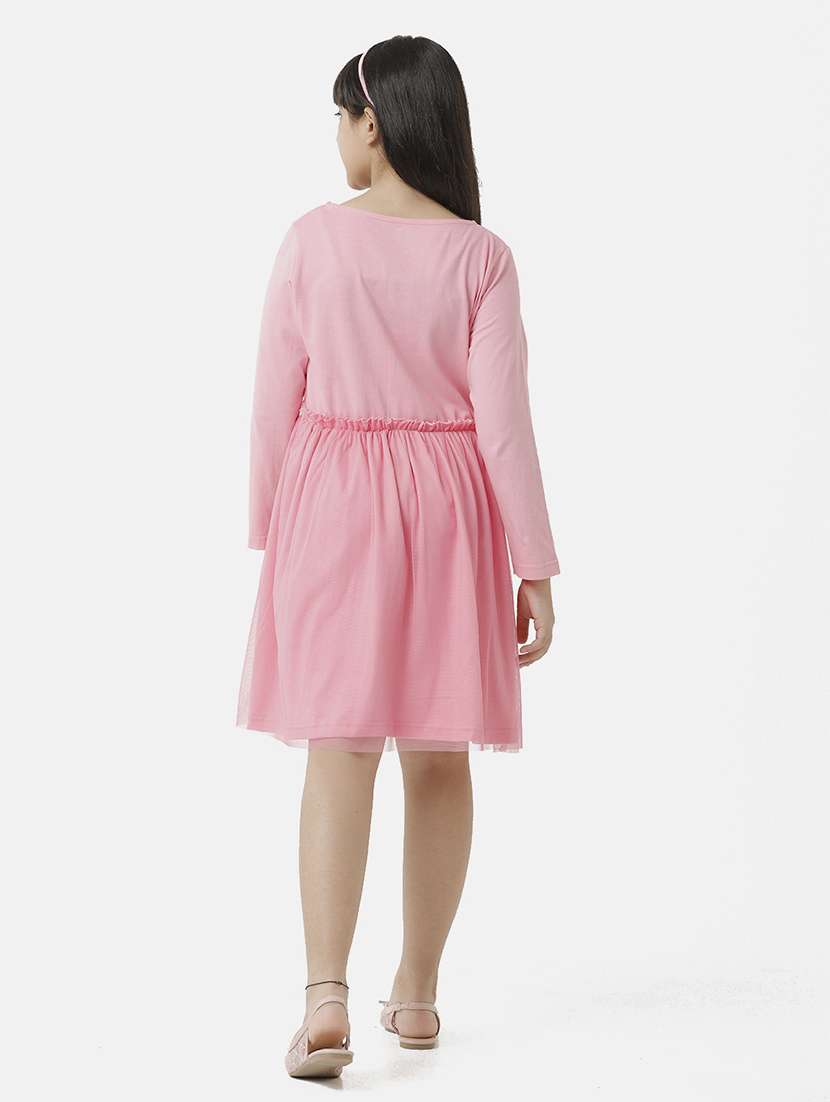 girls printed long sleeve fit & flare dress - 22071128 - Standard Image - 2