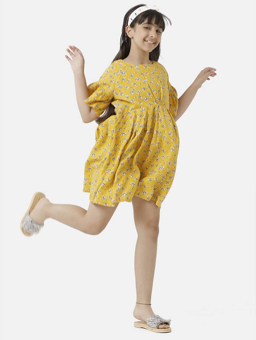 girls printed bell sleeve fit & flare dress - 22071130 - Standard Image - 2