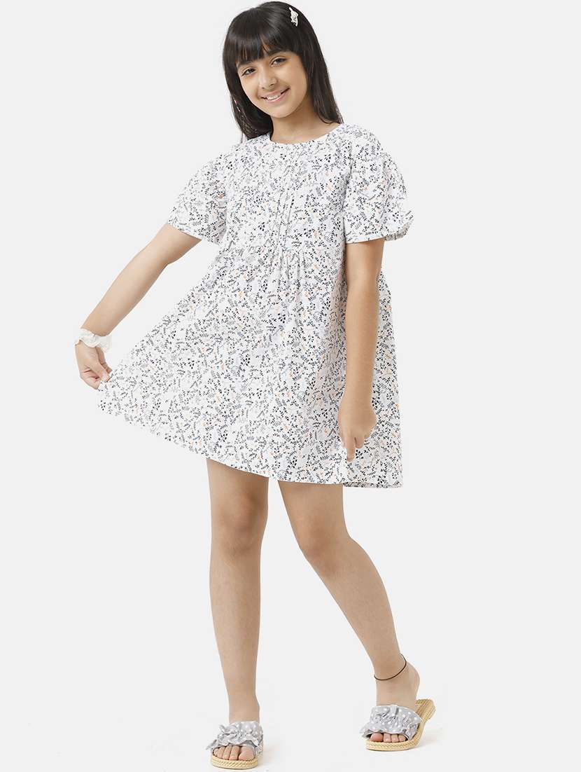 girls printed short sleeve fit & flare dress - 22071133 -  Standard Image - 2