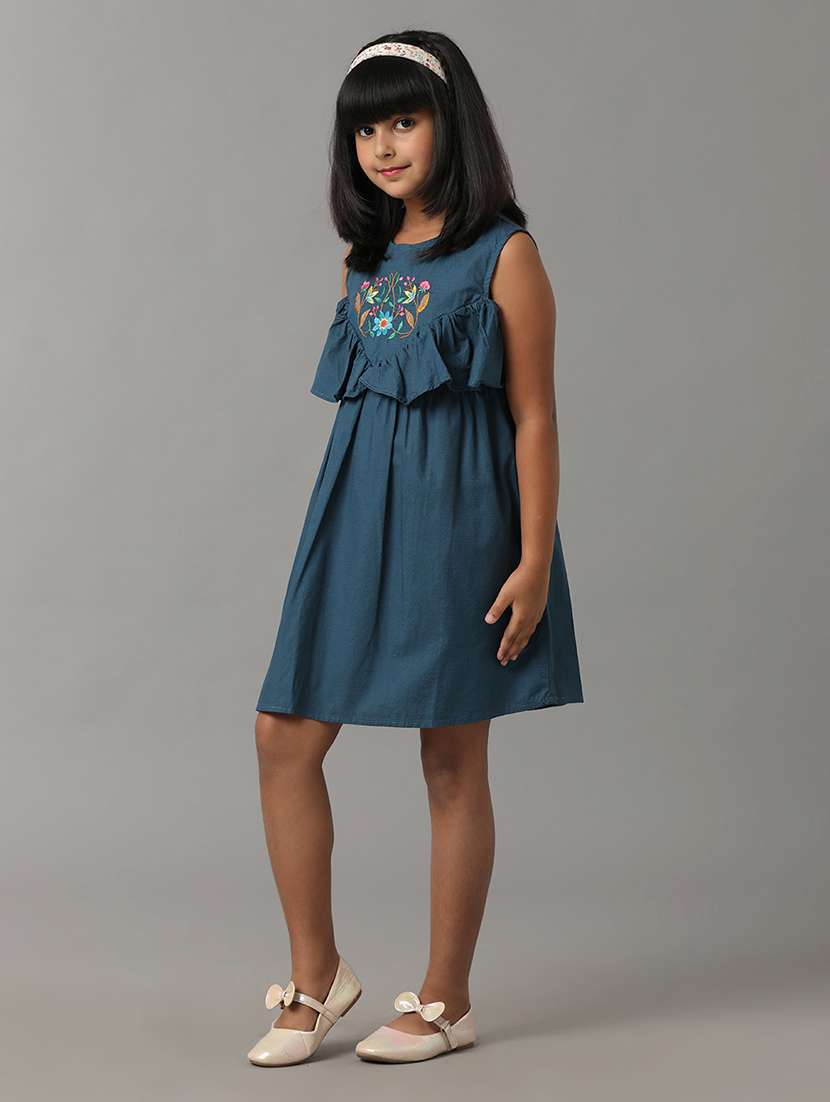 girls embroidered sleeveless fit & flare dress - 22071143 -  Standard Image - 2