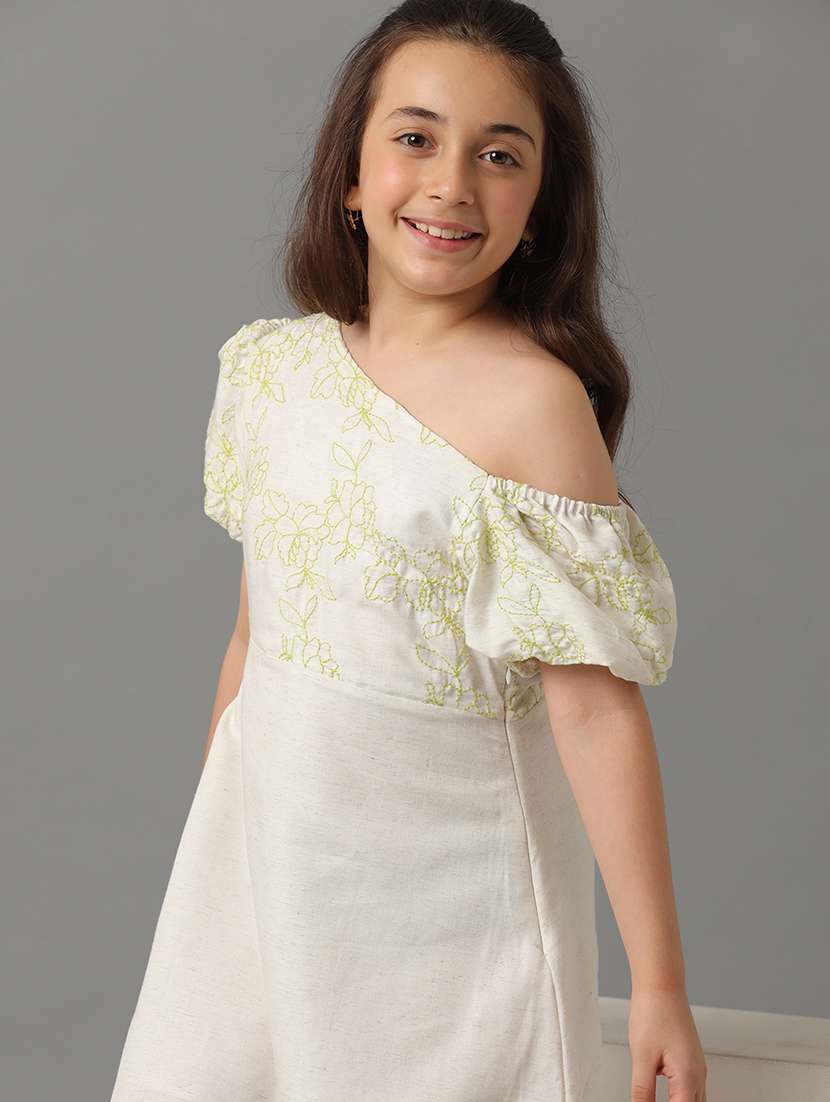 girls embroidered single shoulder a-line dress - 22071146 - Standard Image - 2