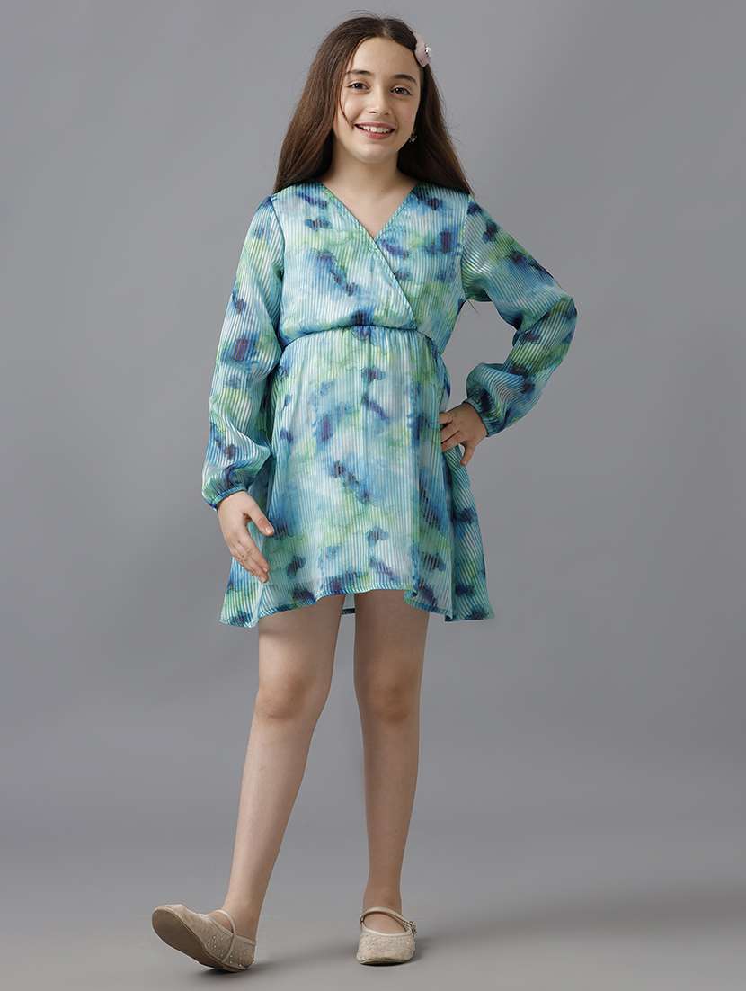 girls tie & dye long sleeve fit & flare dress - 22071147 - Standard Image - 2