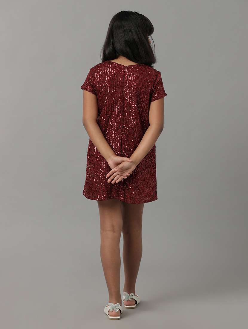 girls sequined short sleeve a-line dress - 22071157 - Standard Image - 2
