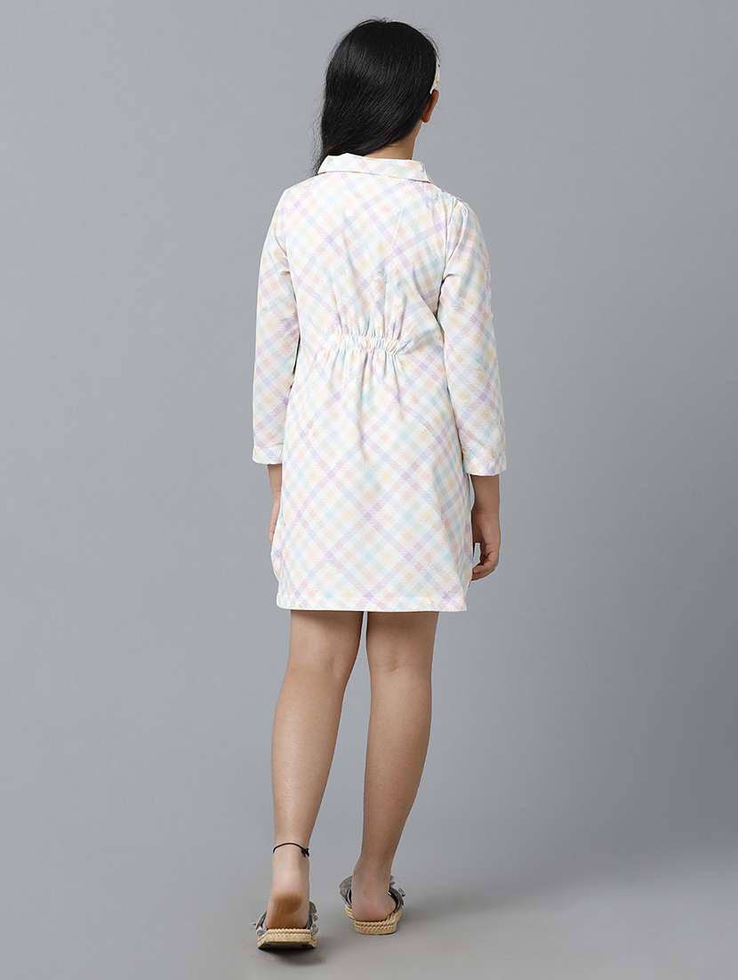 girls checkered long sleeve collared shirt dress - 22071161 - Standard Image - 2