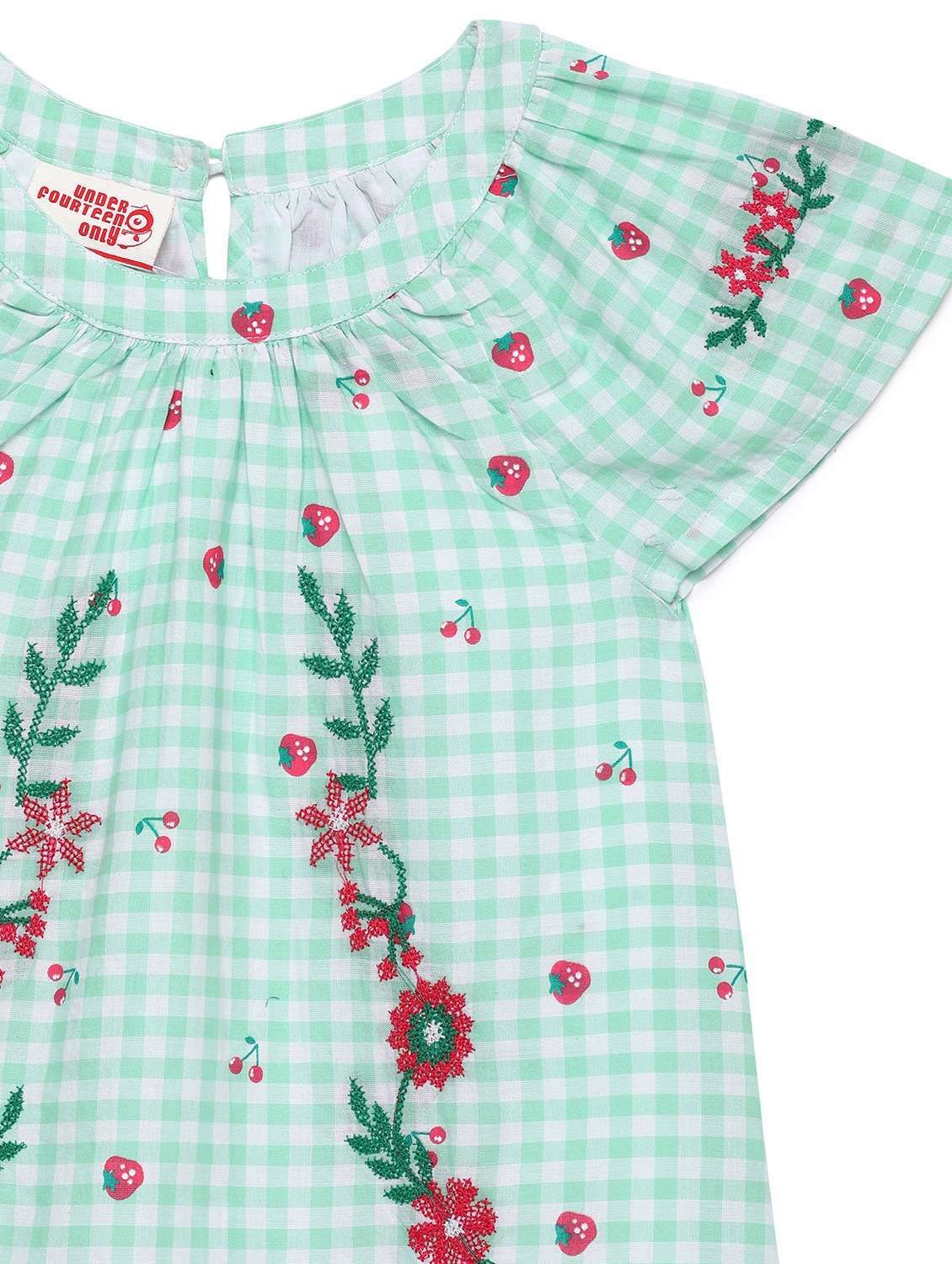 girls checkered short sleeve a-line dress - 22071162 - Standard Image - 2