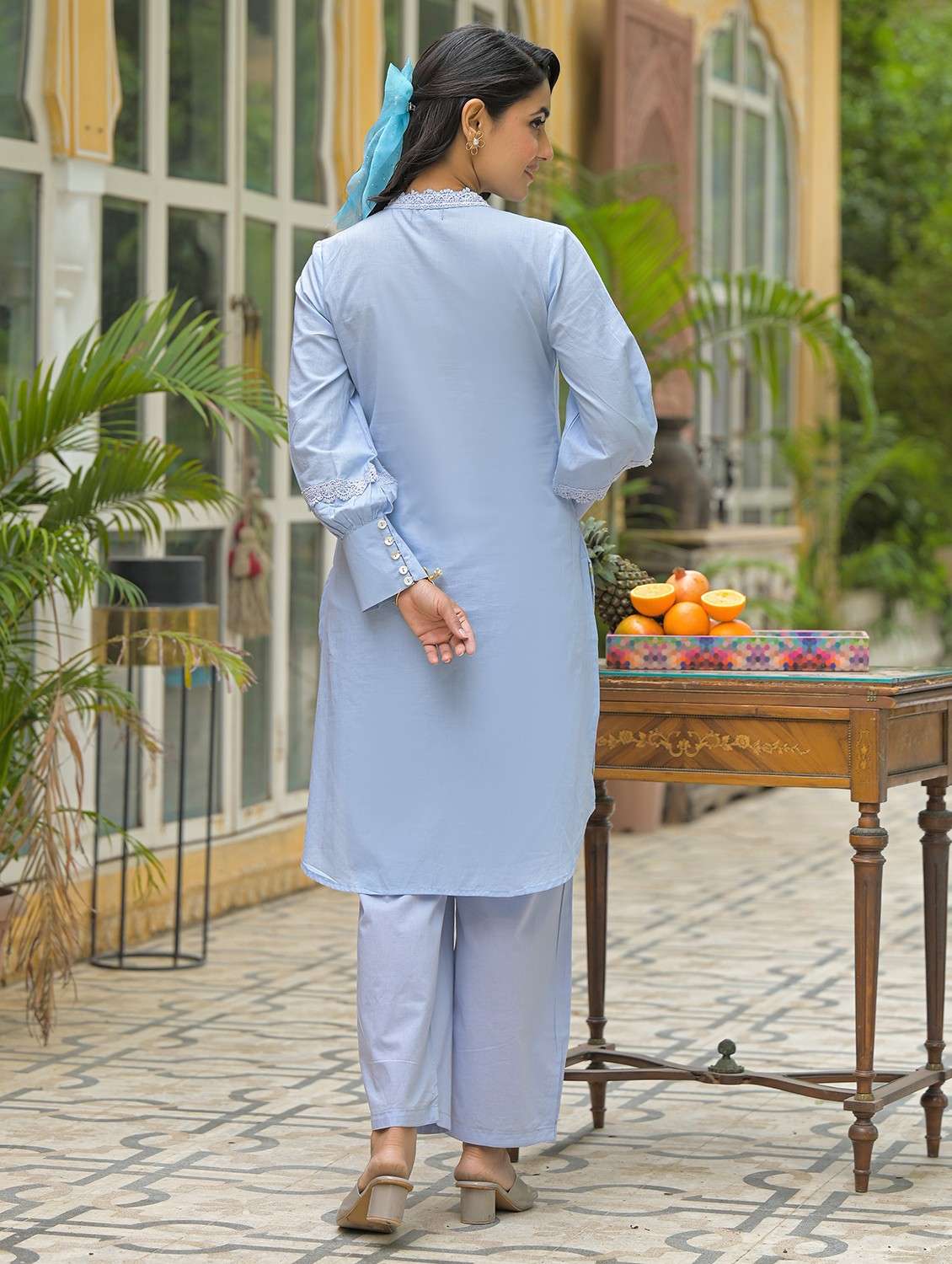women embroidered long sleeve kurta pant set - 22071174 - Standard Image - 2