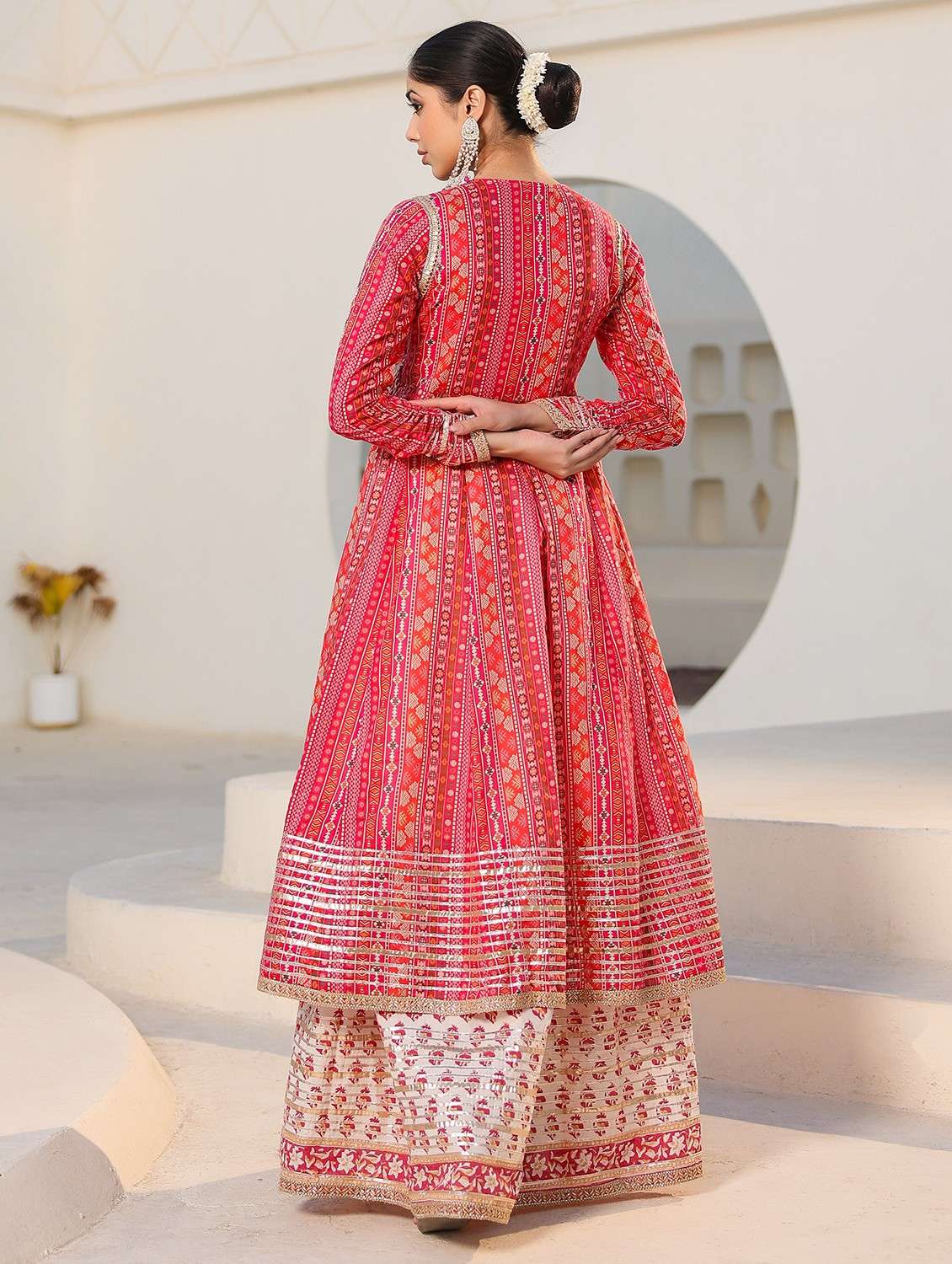 women printed long sleeve anarkali ethnic gown - 22071181 - Standard Image - 2