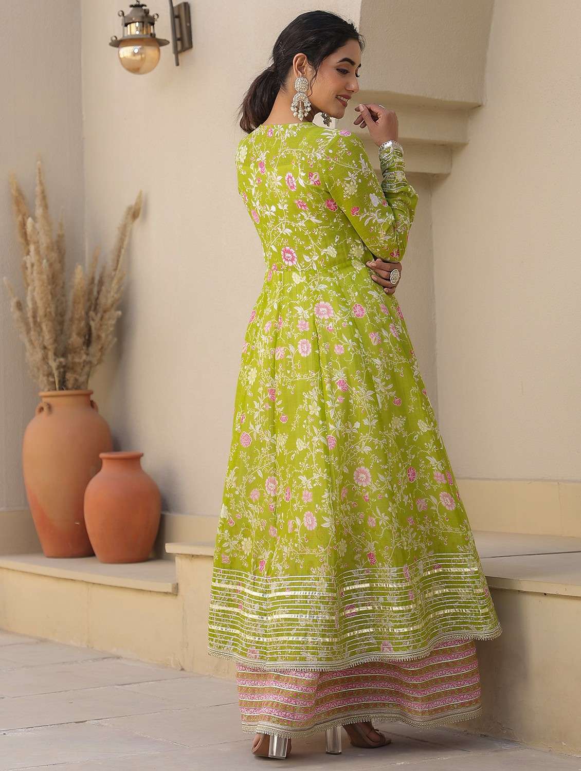 women floral printed long sleeve anarkali ethnic gown - 22071183 - Standard Image - 2