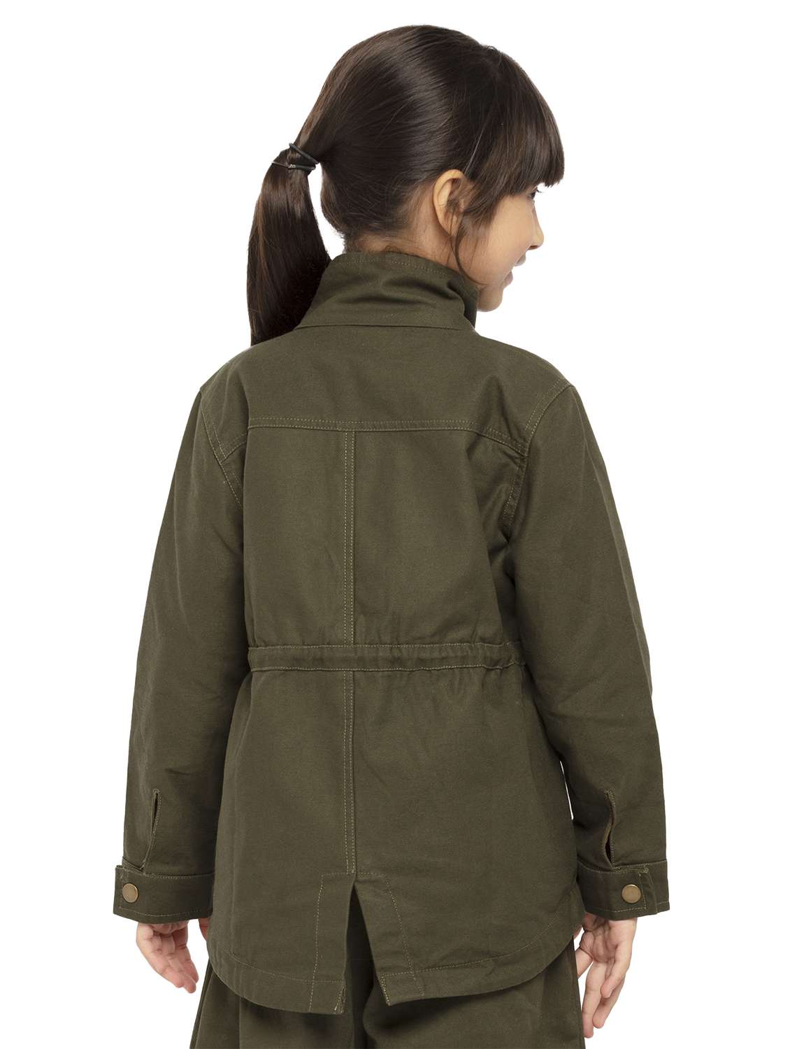 girls solid stand collar long sleeve regular jacket - 22071191 -  Standard Image - 2