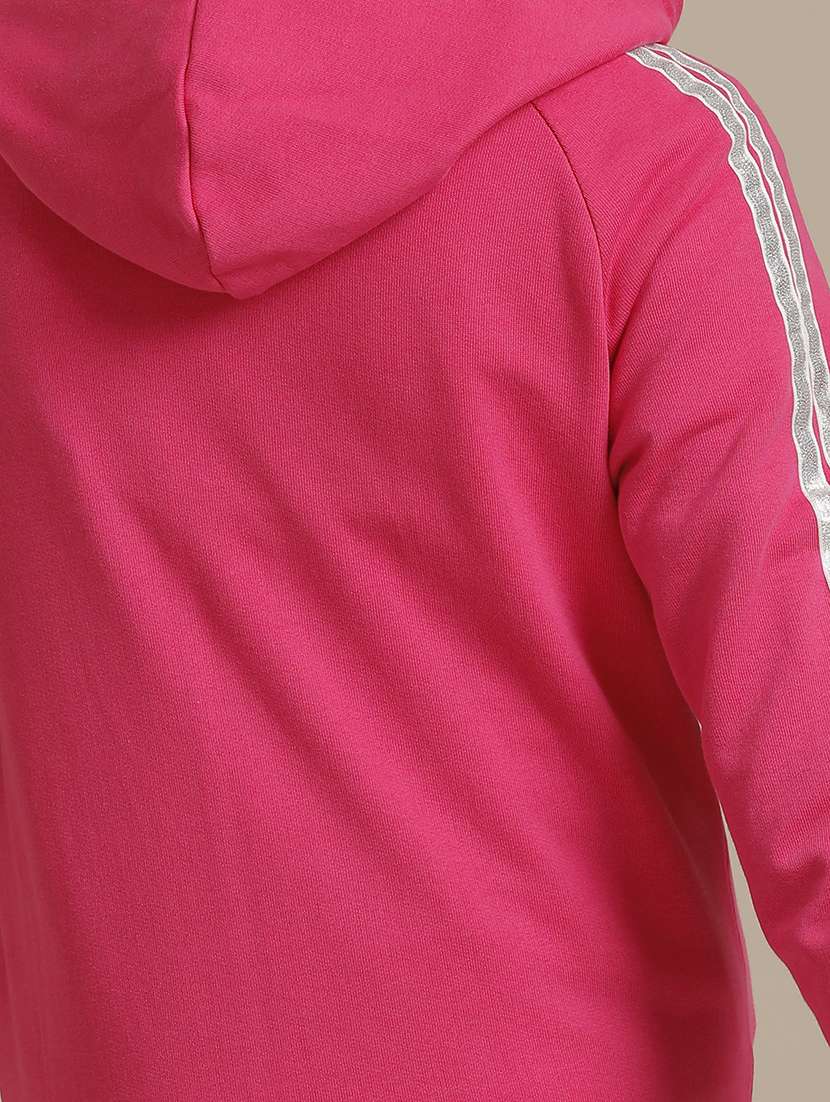 girls solid long sleeve hooded regular jacket - 22071200 -  Standard Image - 2