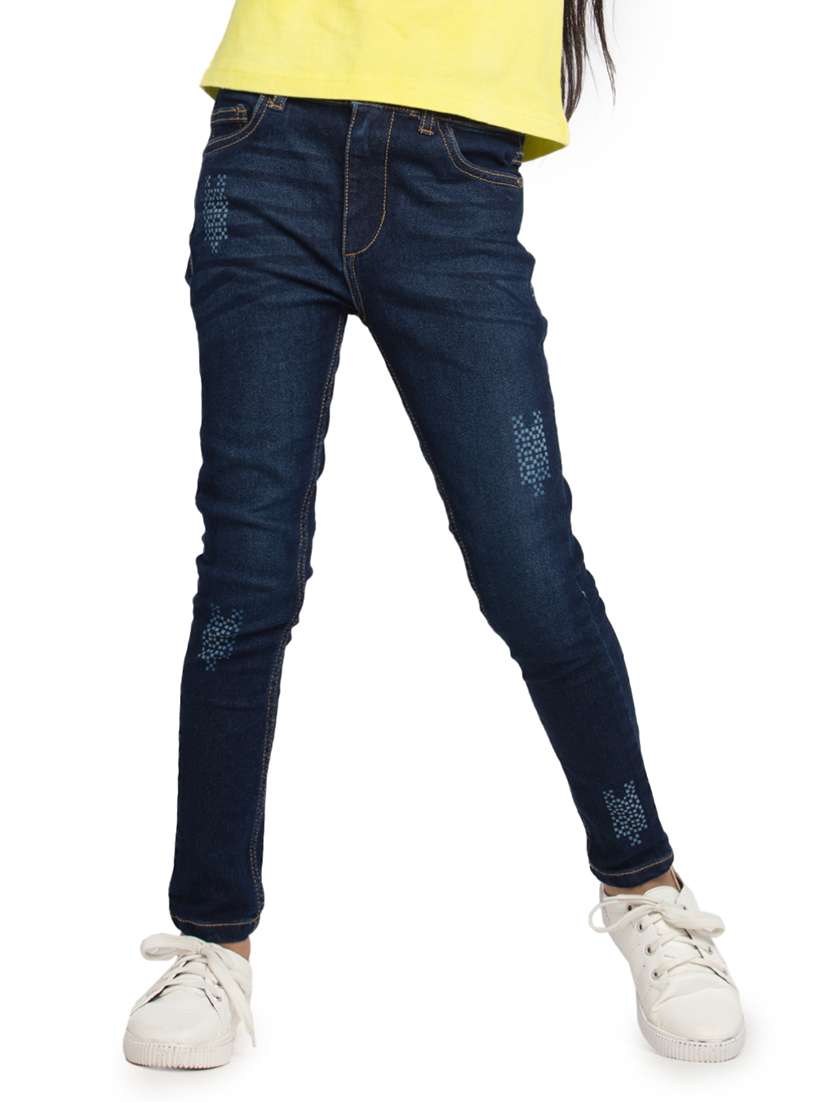 girls solid mid rise slim fit jean - 22071238 -  Standard Image - 2