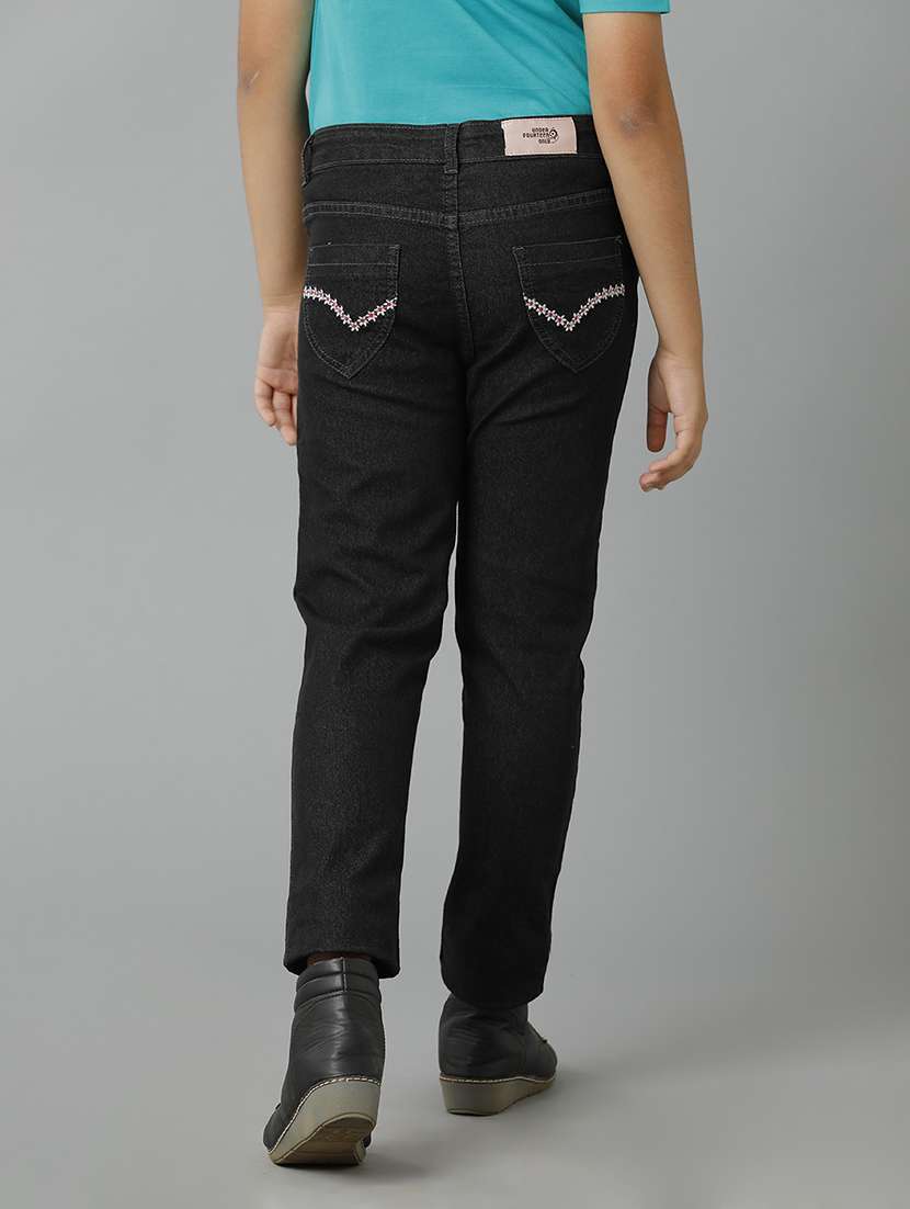 girls solid mid rise slim fit jean - 22071241 - Standard Image - 2