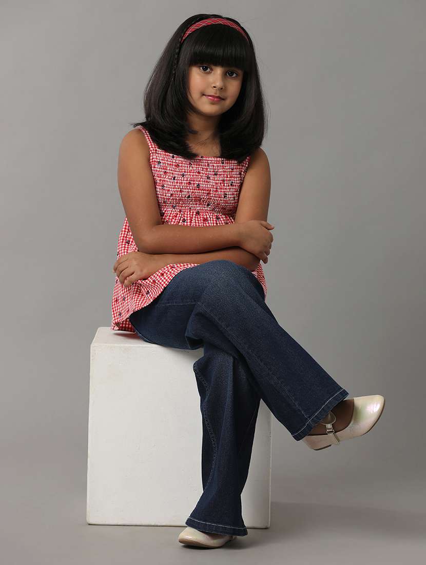 girls solid mid rise wide leg jeans - 22071243 -  Standard Image - 2