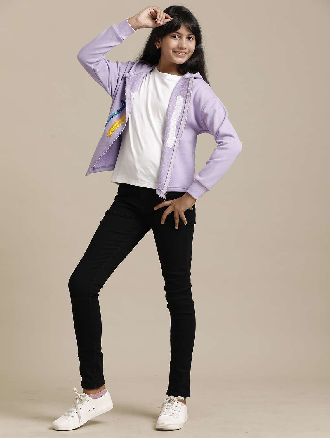 girls solid mid rise slim fit jean - 22071250 - Standard Image - 2