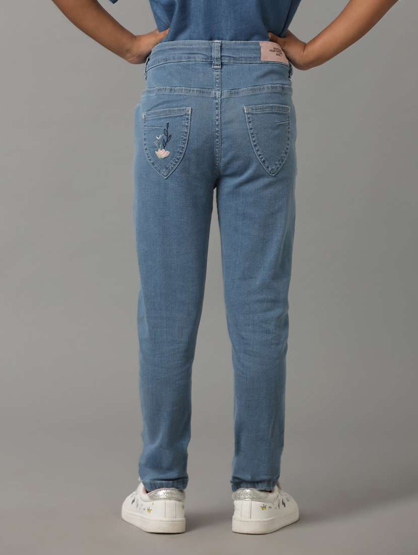 girls solid mid rise slim fit jean - 22071251 - Standard Image - 2