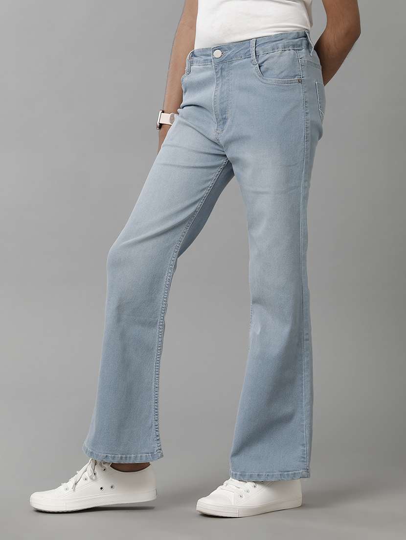 girls solid mid rise bootcut jeans