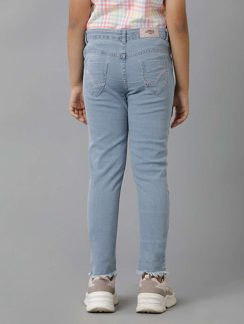 girls solid mid rise slim fit jean - 22071267 - Standard Image - 2