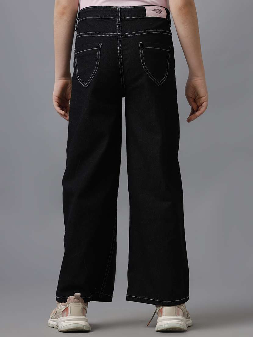 girls solid mid rise wide leg jeans - 22071270 - Standard Image - 2