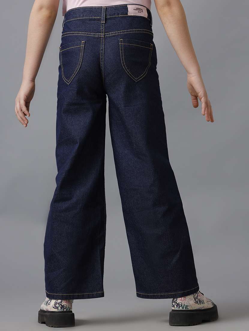 girls solid mid rise wide leg jeans - 22071282 - Standard Image - 2