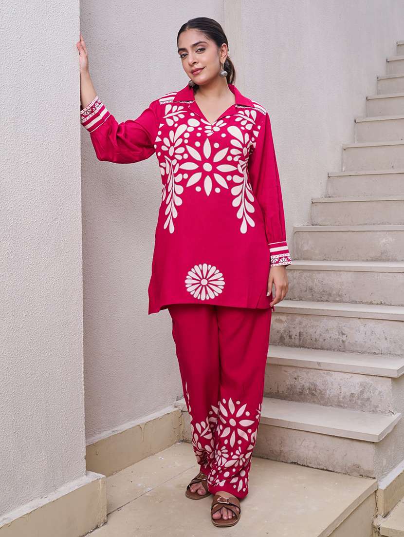 women printed long sleeve ethnic co-ord set - 22071294 - Standard Image - 2