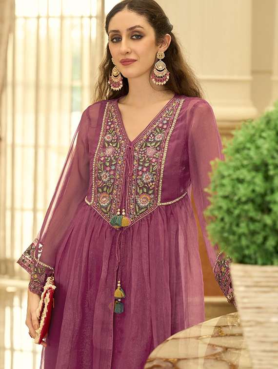 women embroidered long sleeve kurta pant set - 22071303 - Standard Image - 2