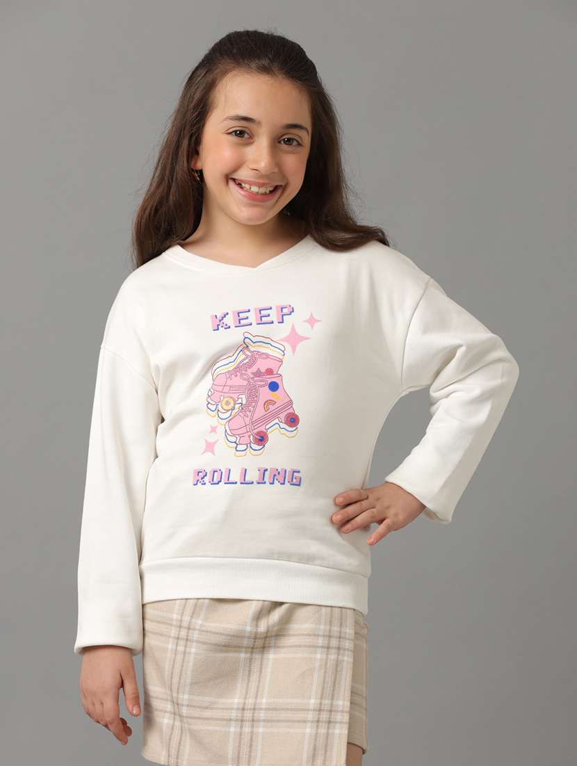 girls printed round neck long sleeve sweatshirt - 22071363 -  Standard Image - 2