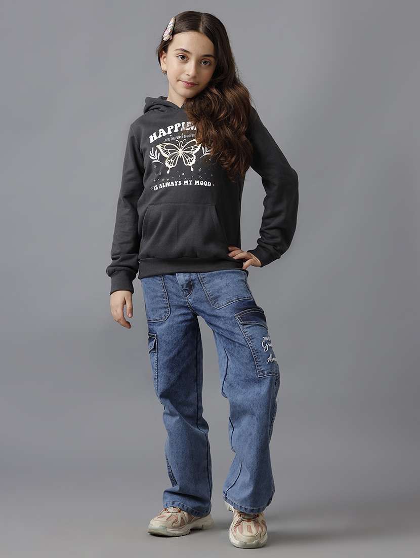 girls printed long sleeve hooded sweatshirt - 22071365 -  Standard Image - 2