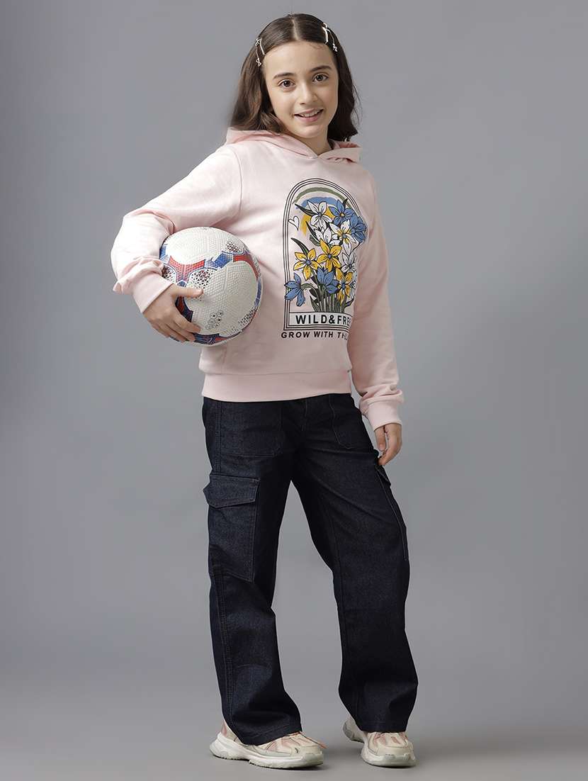 girls printed long sleeve hooded sweatshirt - 22071368 -  Standard Image - 2