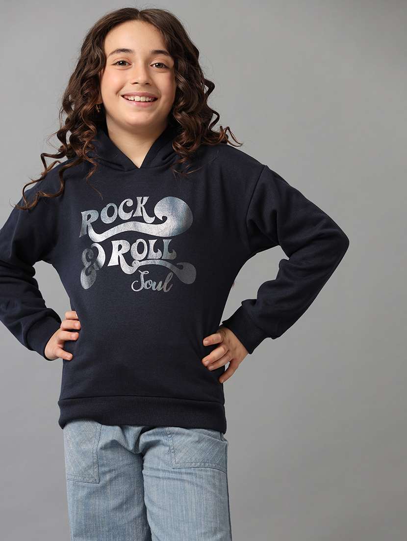 girls printed long sleeve hooded sweatshirt - 22071369 -  Standard Image - 2