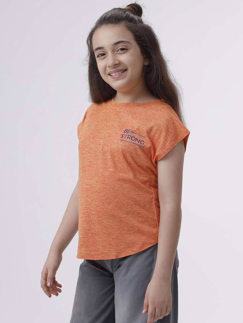 girls solid short sleeve regular fit tee