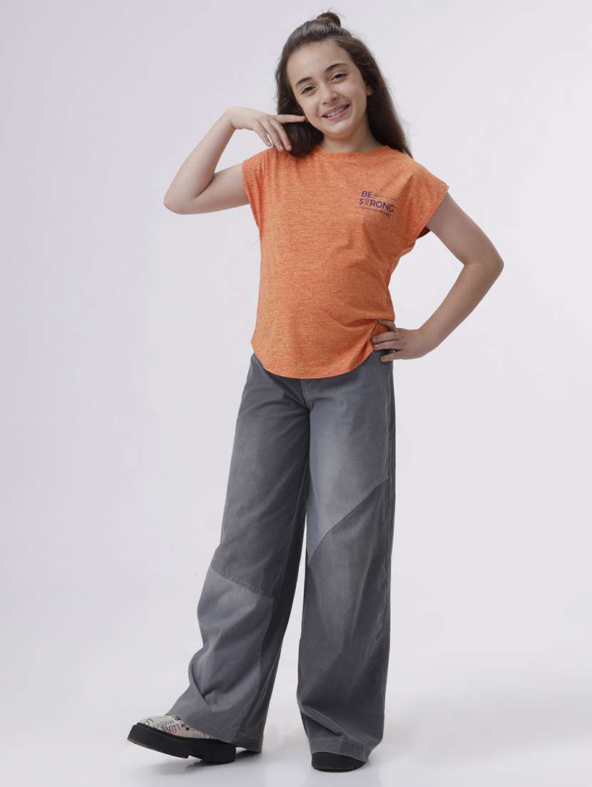 girls solid short sleeve regular fit tee - 22071380 -  Standard Image - 2