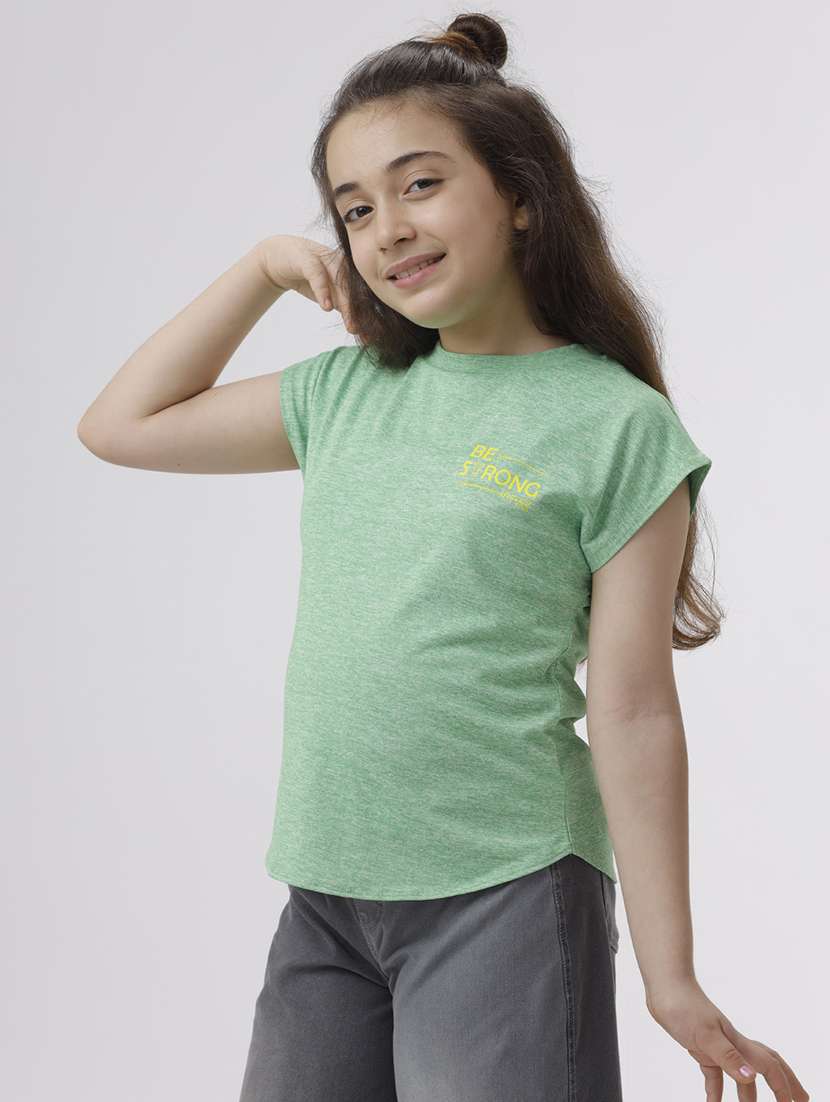 girls solid short sleeve regular fit tee