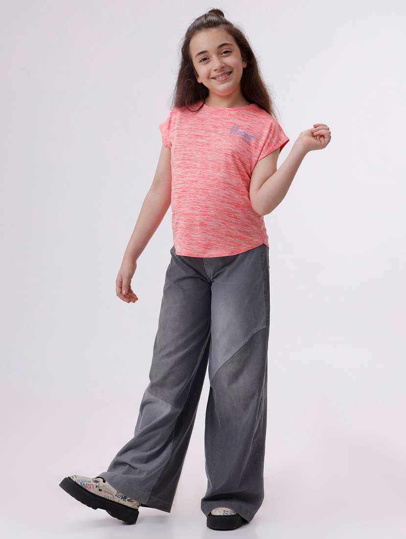 Girls Solid Short Sleeve Regular Fit Tee - 22071383 -  Standard Image - 2