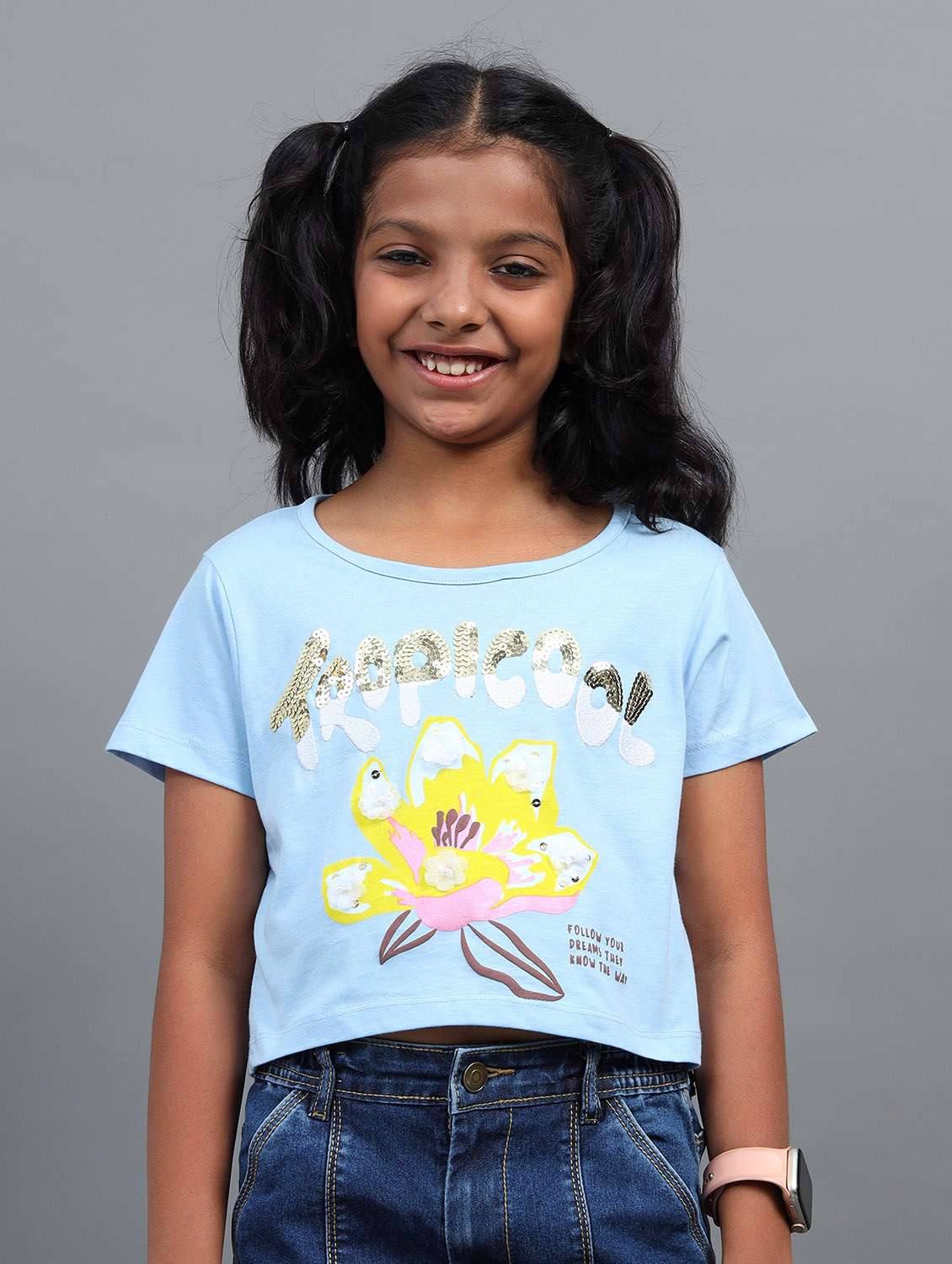 girls printed short sleeve regular fit tee