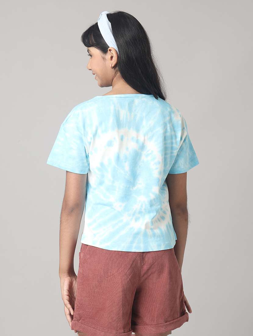 girls printed short sleeve regular fit crop tee - 22071387 -  Standard Image - 2